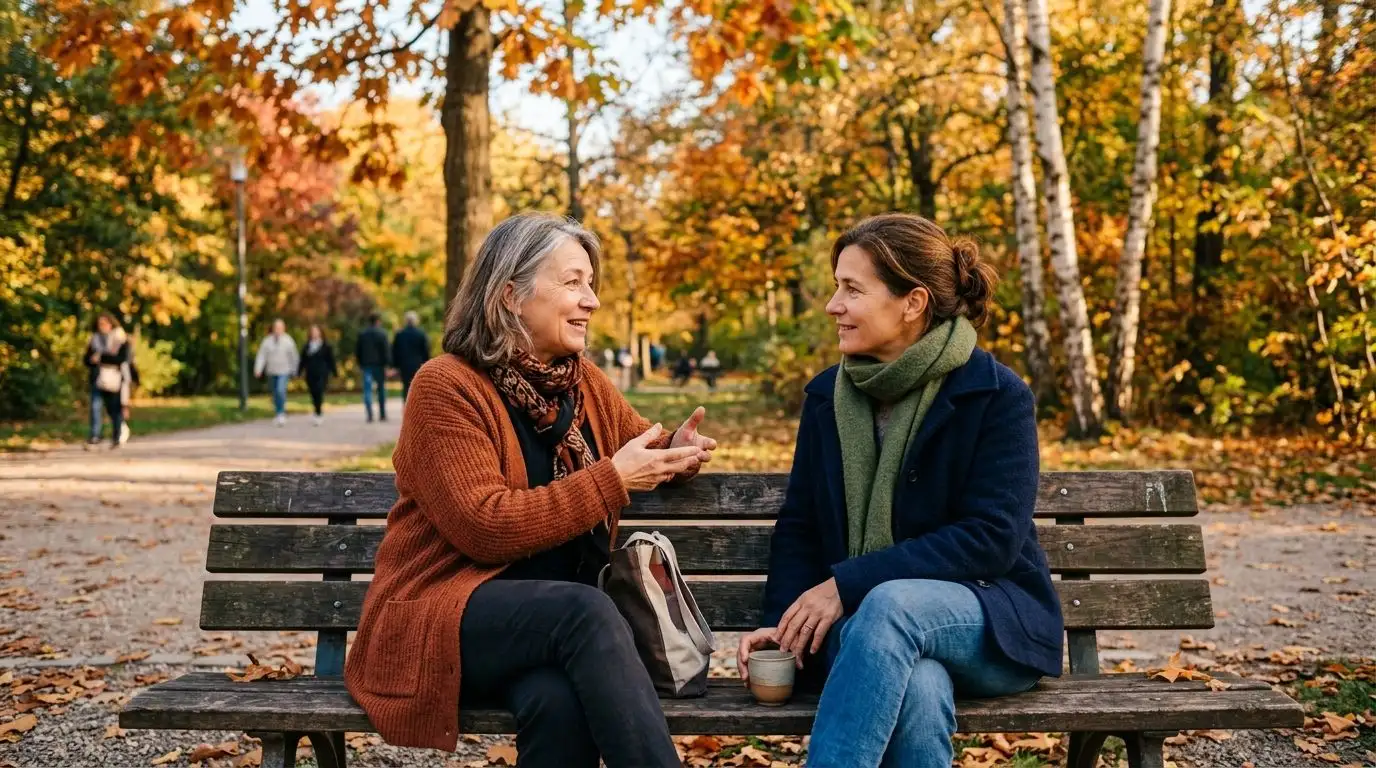Conversation sur un banc
